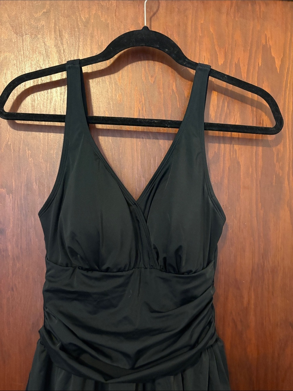Classic Black V-Neck Women's Swim Dress - Picture 8 of 9